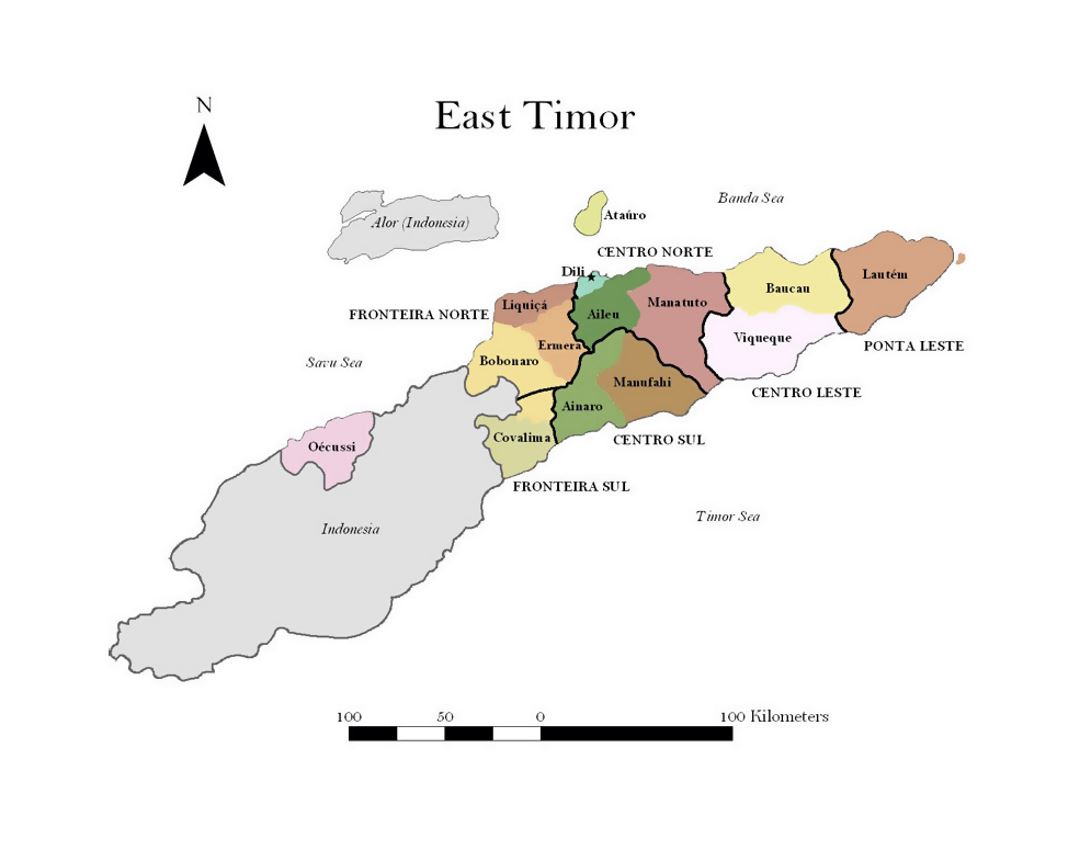 Mapa administrativo de Timor Oriental
