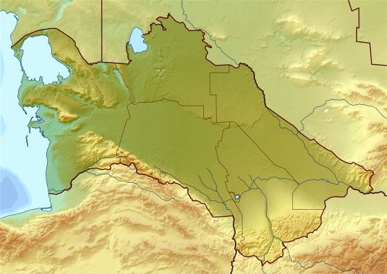 Detallado mapa en relieve de Turkmenistán