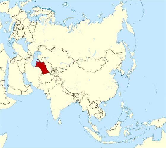 Grande mapa de ubicación de Turkmenistán en Asia