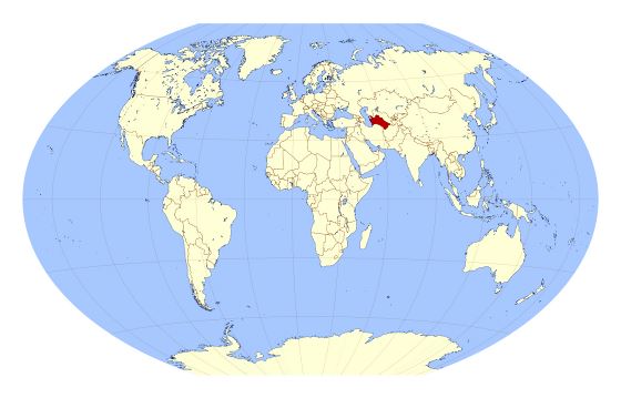 Grande mapa de ubicación de Turkmenistán en el Mundo
