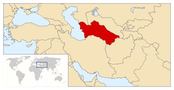 Grande mapa de ubicación de Turkmenistán