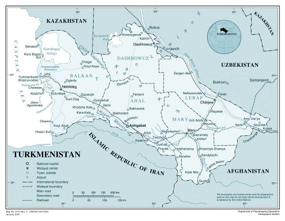 Grande mapa político y administrativo de Turkmenistán con carreteras, ferrocarriles, principales ciudades y aeropuertos