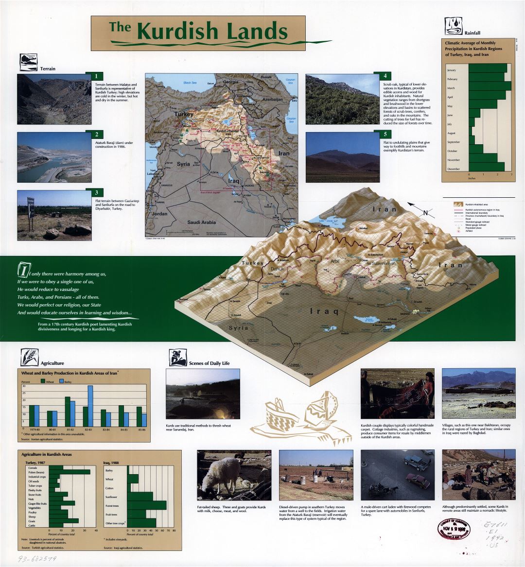 A gran escala mapa de las tierras Kurdas - 1992