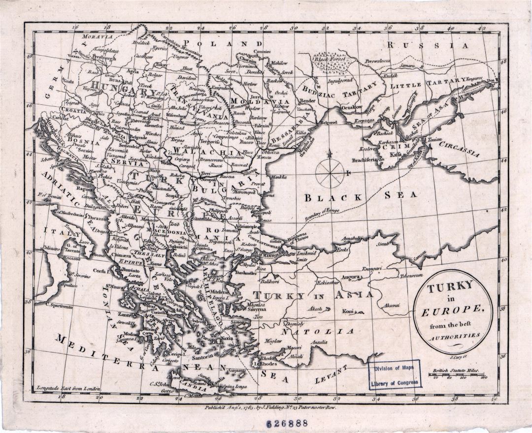 Grande detallado mapa antiguo de Turquía en Europa - 1783
