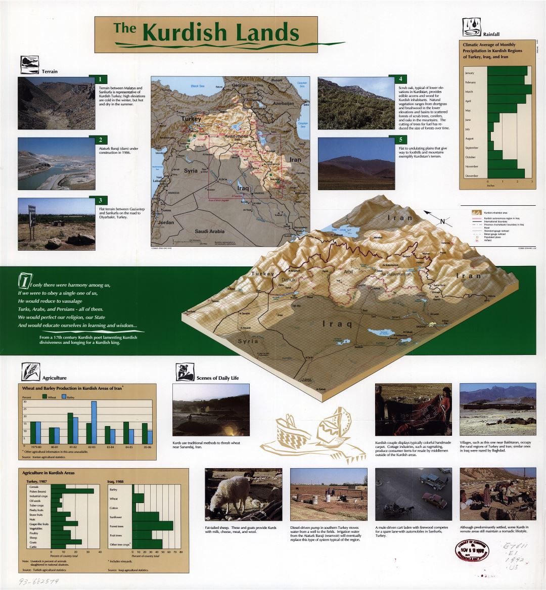 Grande detallado mapa de las tierras Kurdas - 1992