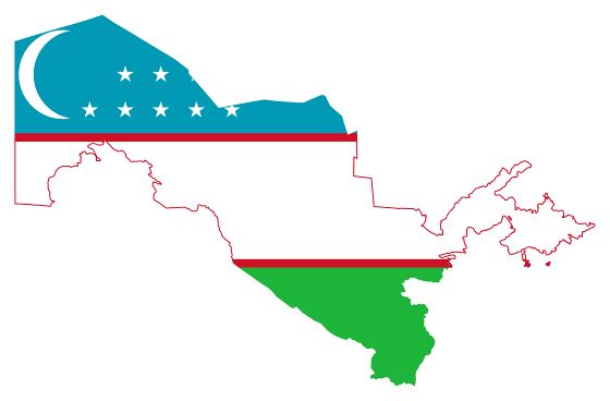 Grande mapa de la bandera de Uzbekistán