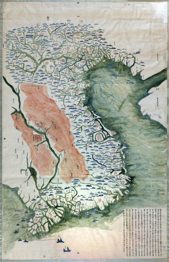 A gran escala detallado mapa antiguo de Vietnam - 1890