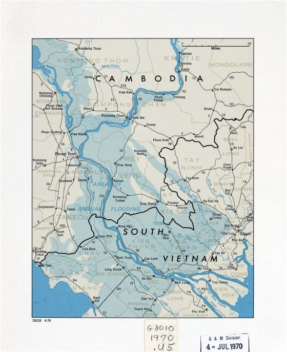 Grande detallado mapa de Camboya y Vietnam del Sur - 1970