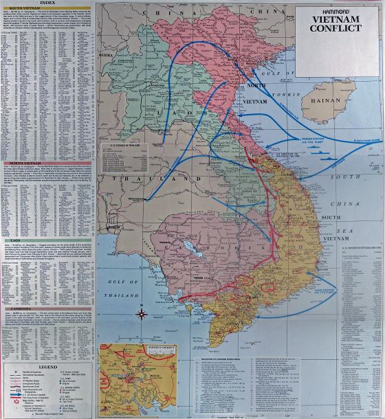Grande detallado mapa del conflicto de Vietnam