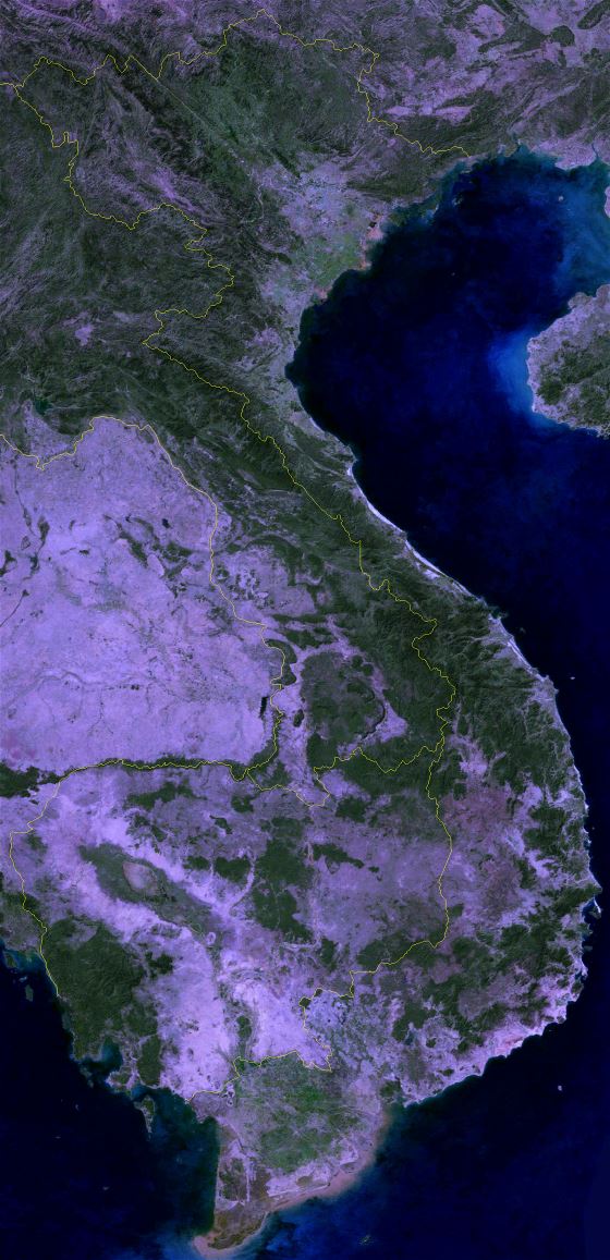 Grande mapa satelital de Vietnam