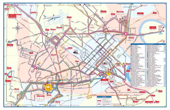 Grande detallado mapa de autobuses urbanos de la ciudad de Ho Chi Minh