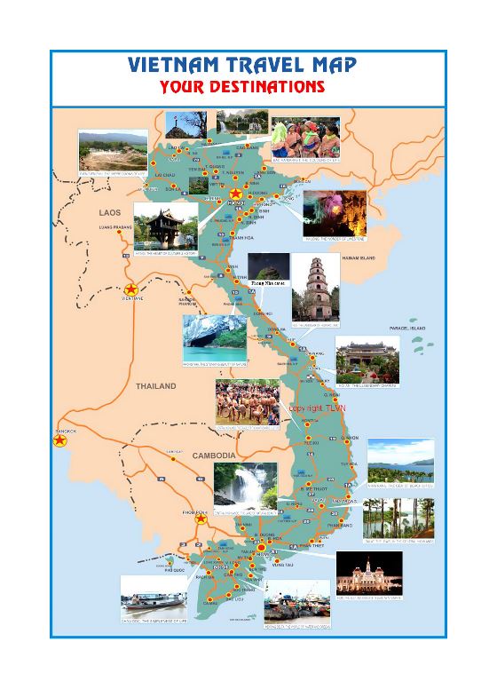 Mapa de viaje de Vietnam