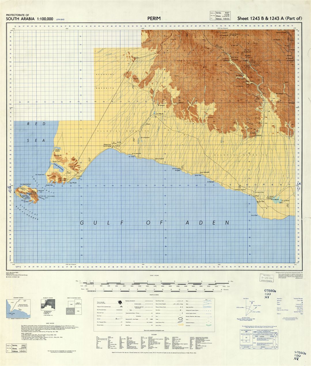 A gran escala detallado mapa del protectorado de Adén - 1958