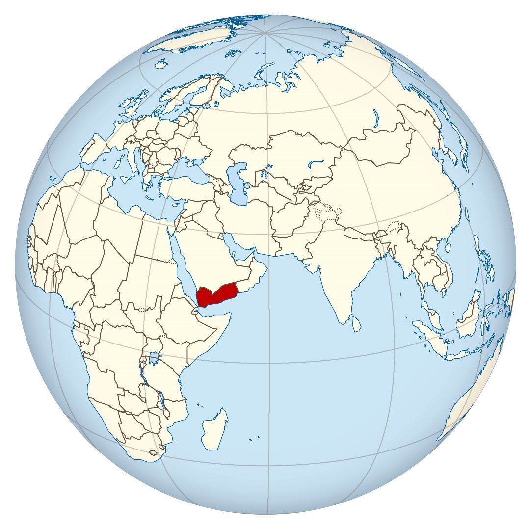 Grande mapa de ubicación de Yemen