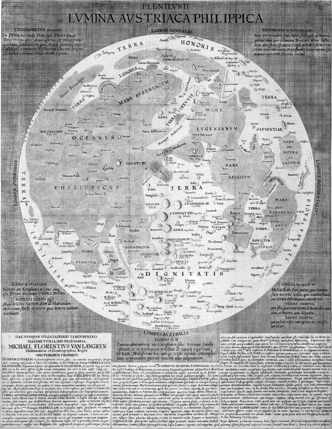 Mapa grande de edad detallado de la Luna - 1645