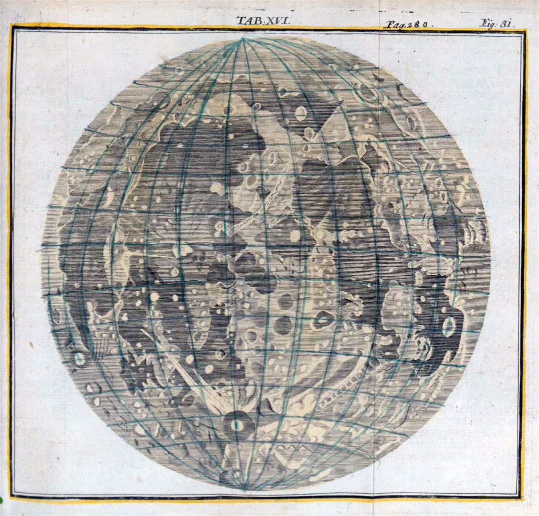 Mapa grande de edad detallado de la Luna - 1723