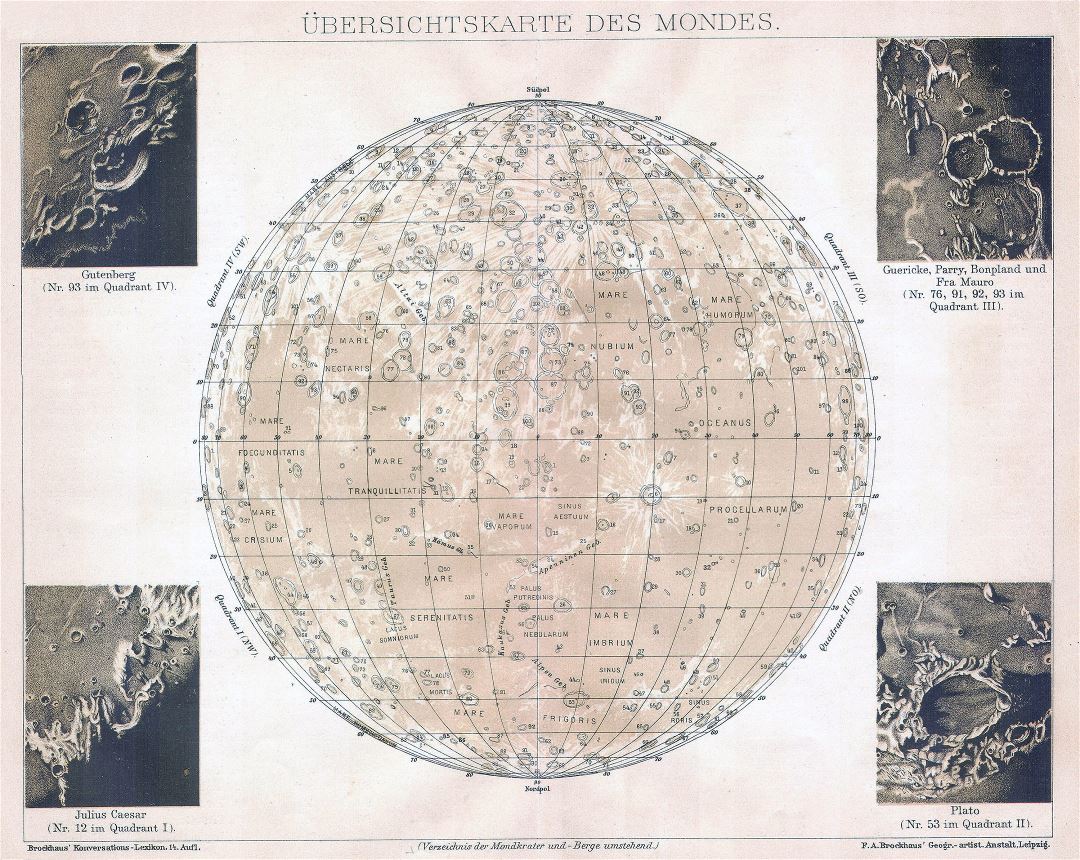 Mapa grande de edad detallado de la Luna - 1898