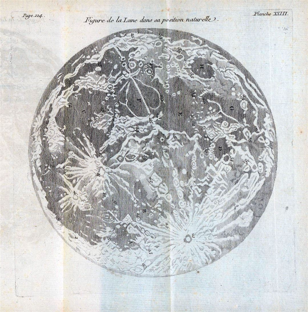 Viejo mapa detallado de la Luna - 1771