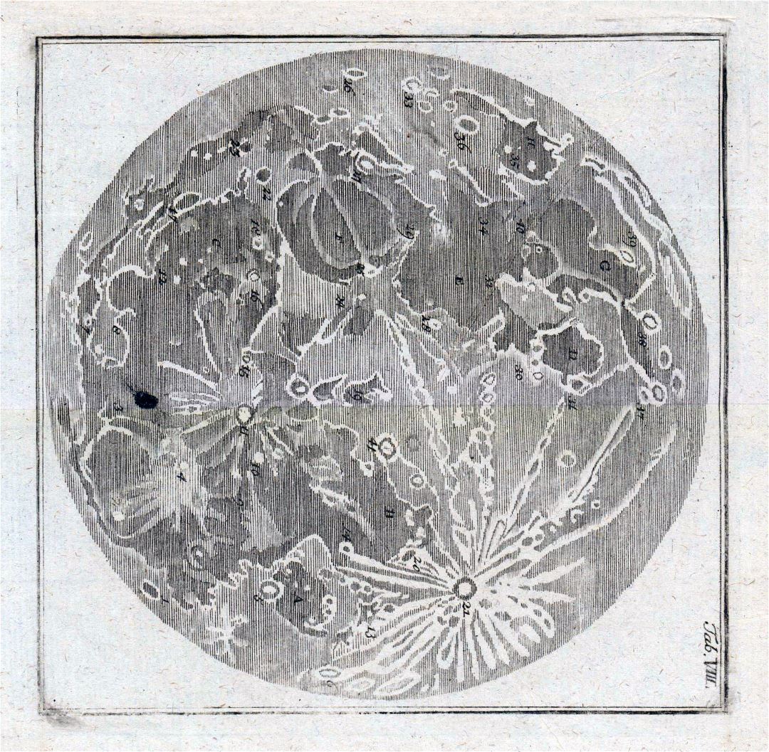 Viejo mapa detallado de la Luna - 1783