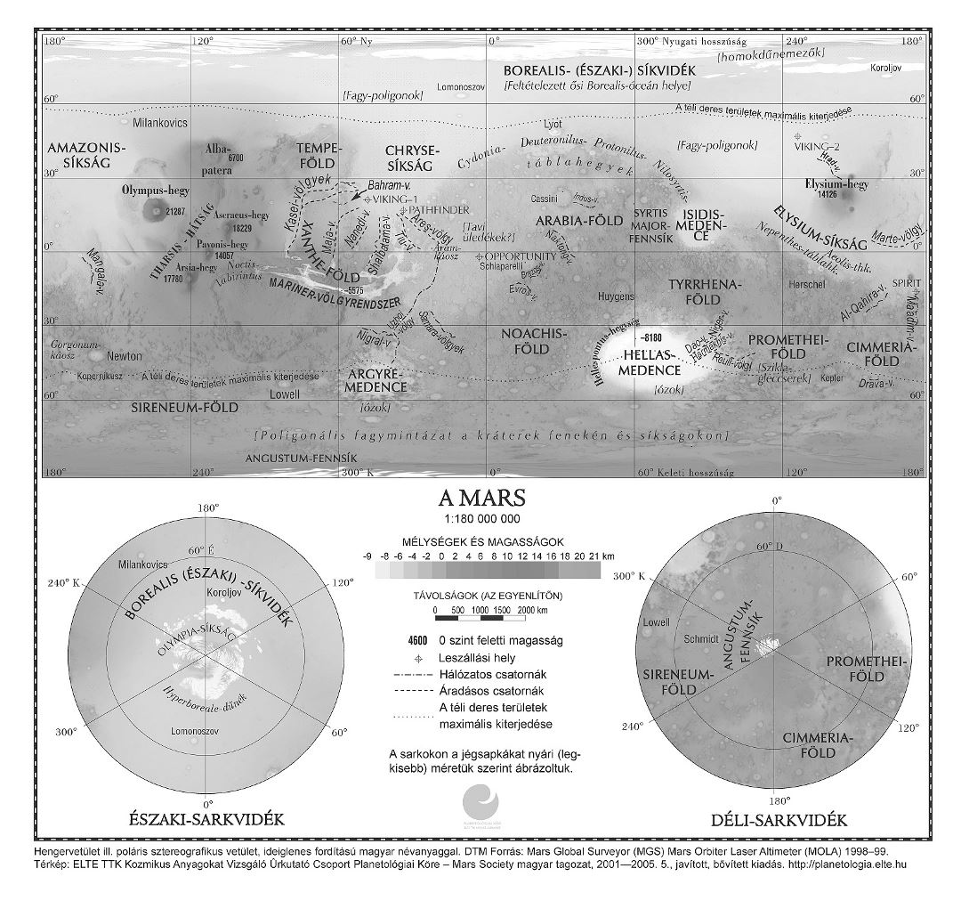 Mapa grande hidrología detallada de Marte - 2005