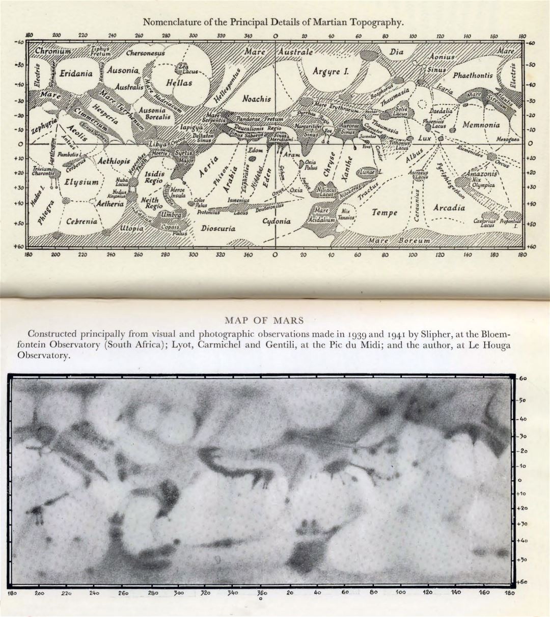 Viejo mapa detallado de Marte - 1939-1941