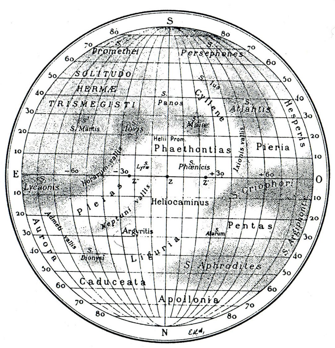 Viejo mapa detallado de Mercurio - 1934