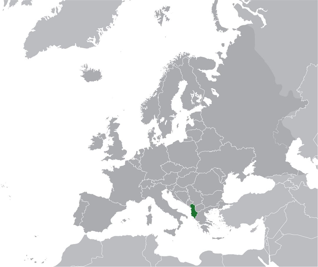 Grande mapa de ubicación de Albania en Europa