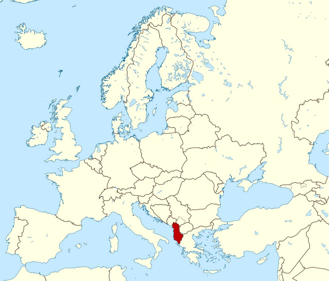 Grande mapa de ubicación de Albania