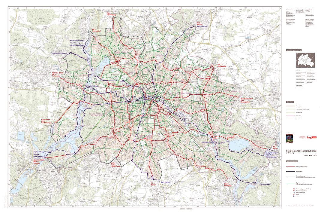 A gran escala de Berlín mapa carriles bici