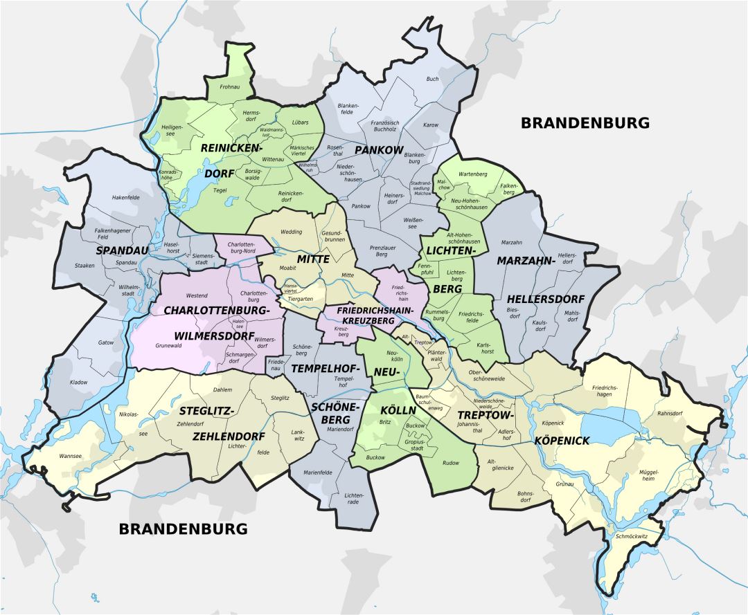 Ampliación de Berlín mapa distritos