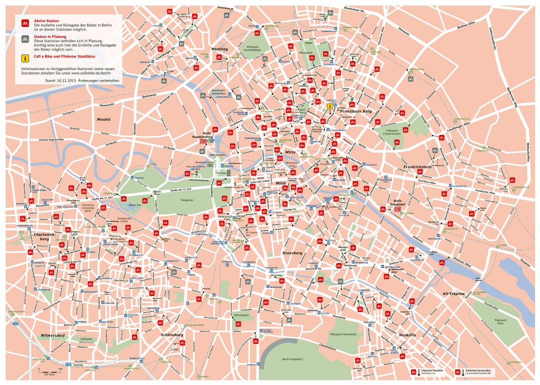 Ampliación de llamada detallada un mapa estación de bicicletas de Berlín