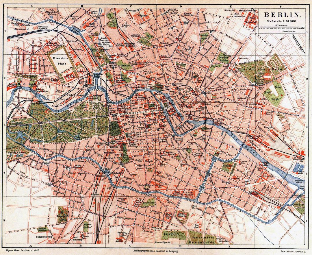 Mapa grande antiguo de Berlín