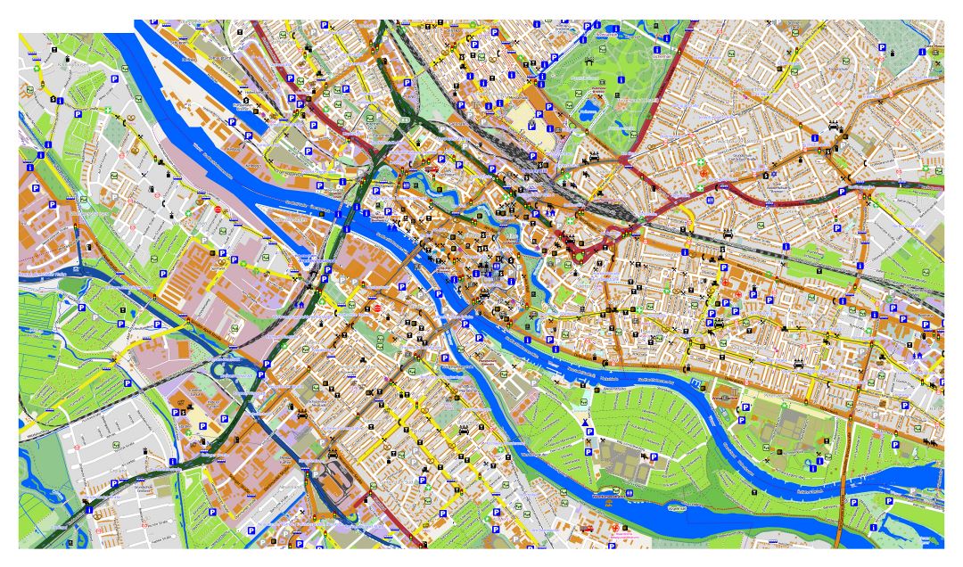 Gran mapa de la ciudad de Bremen con otras marcas