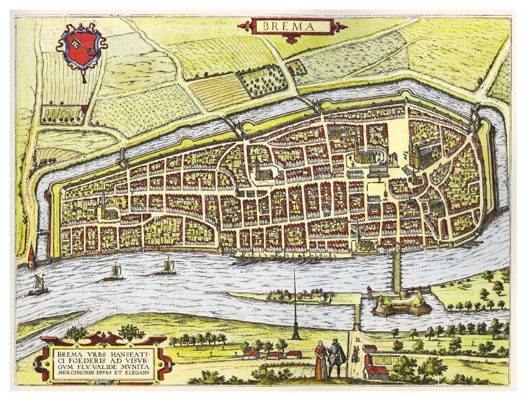 Mapa grande de edad detallado de Bremen - 1535-1590