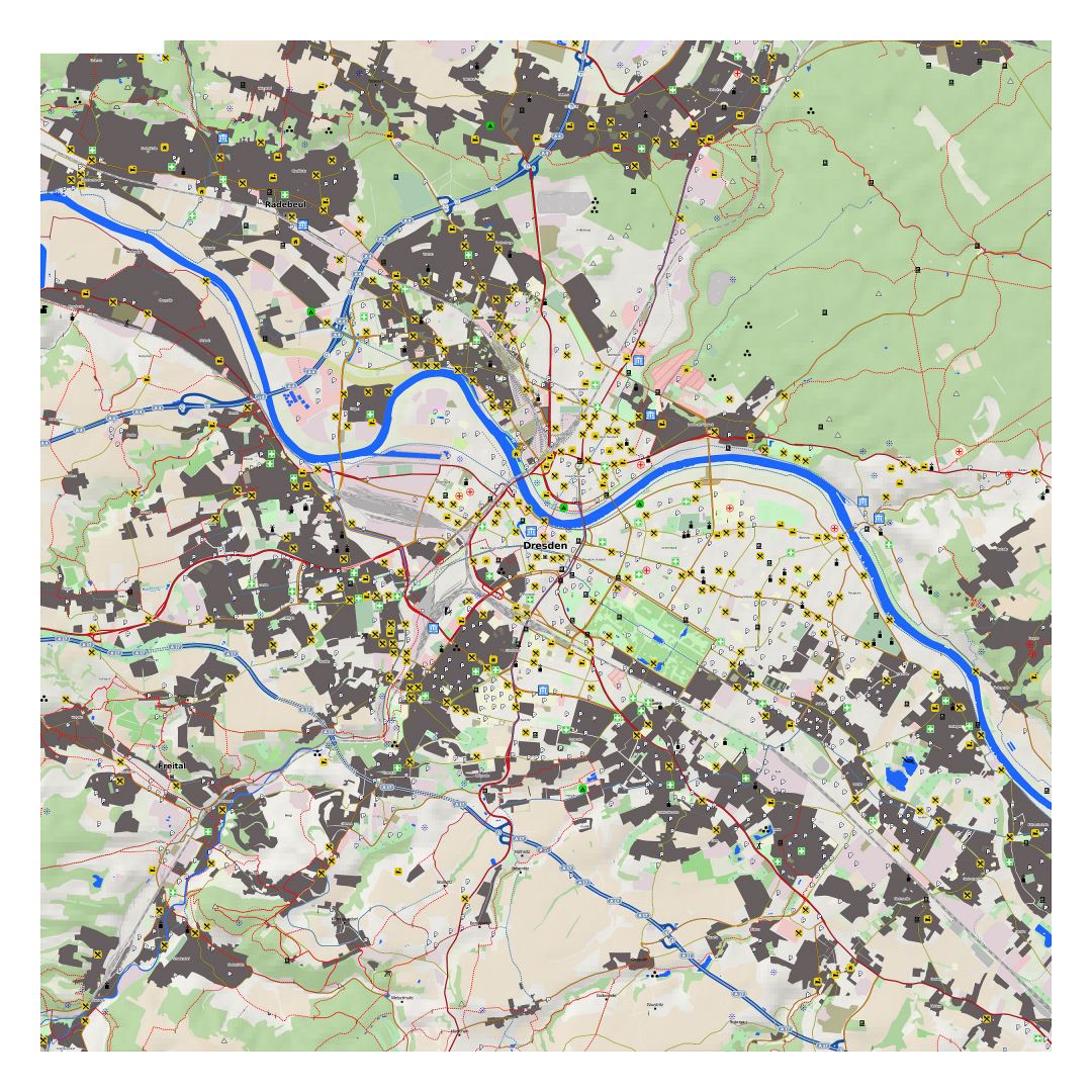 Gran mapa detallado de Dresde y alrededores