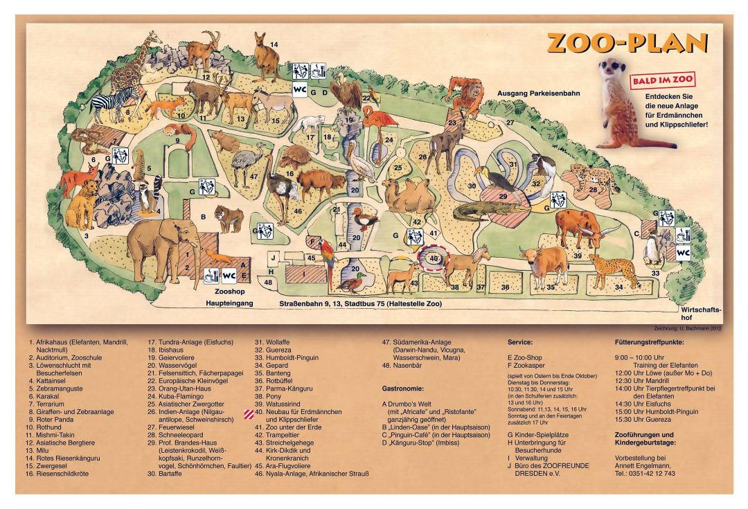 Gran mapa detallado de Dresden Zoo