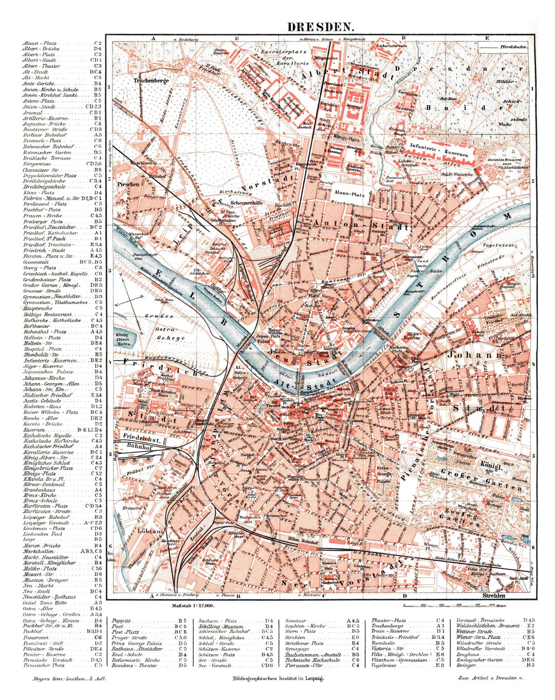Mapa grande de edad detallado de la ciudad de Dresden - 1895