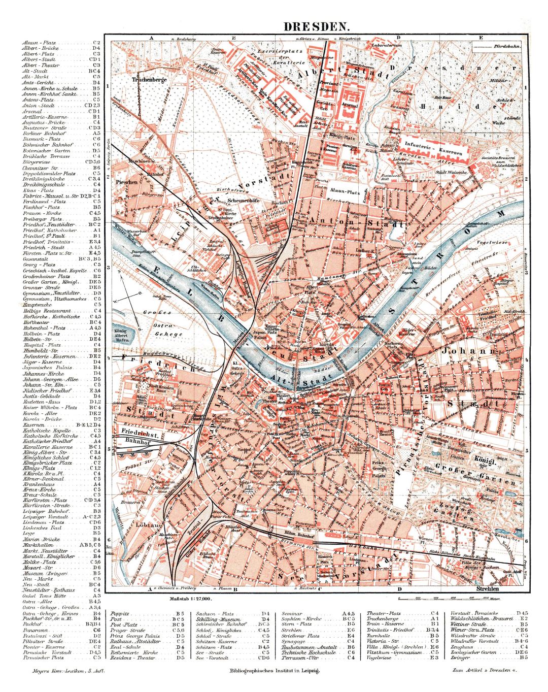 Mapa grande de edad detallado de la ciudad de Dresden - 1895