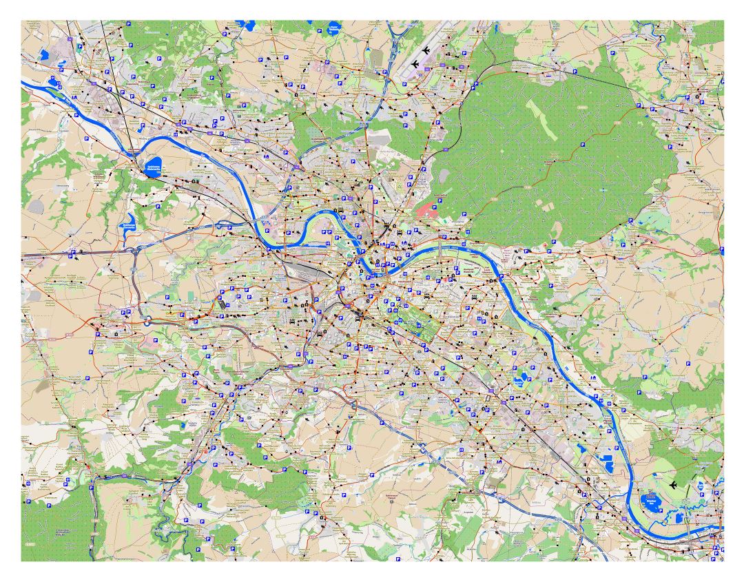 Mapa grande detallado del tráfico de Dresde, con otras marcas