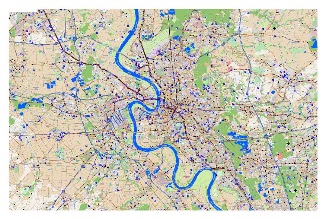 Gran mapa detallado de Dusseldorf con otras marcas