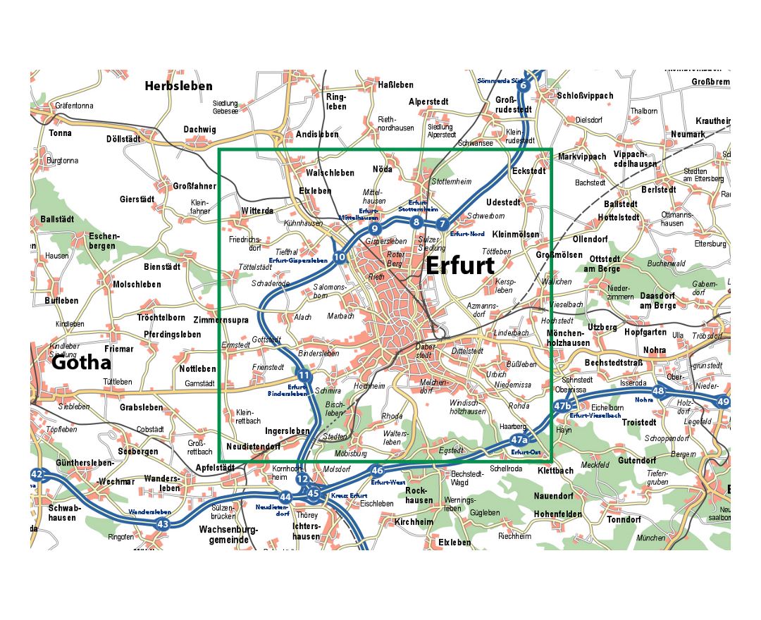 Mapas de Erfurt | Colección de mapas de la ciudad de Erfurt | Alemania