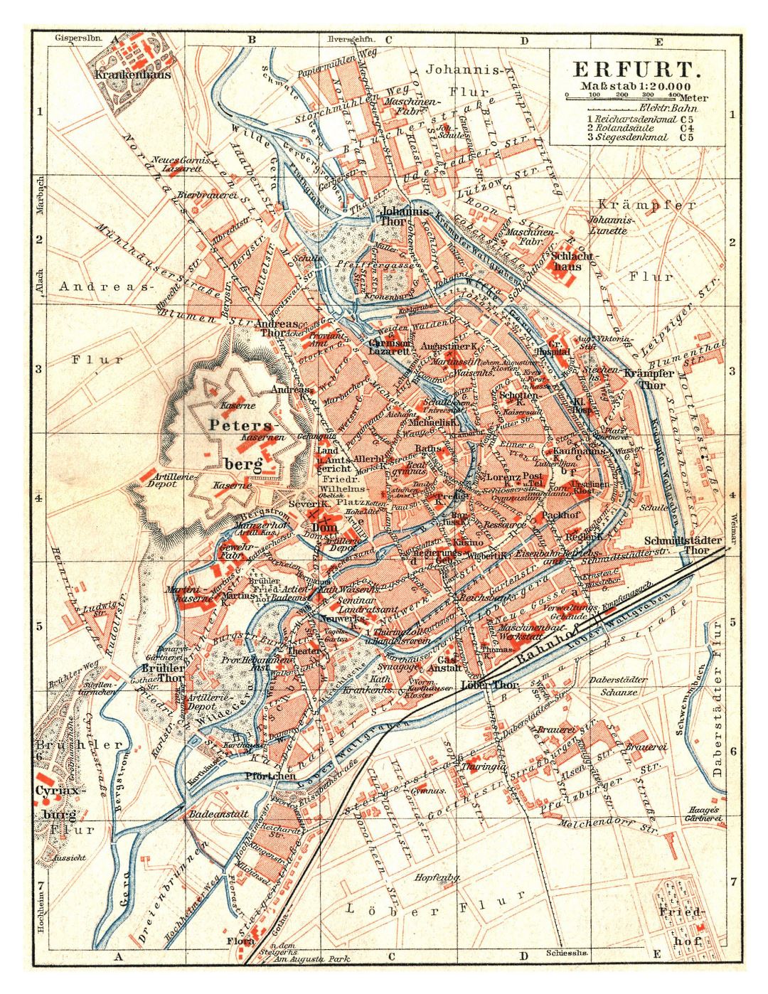 Mapa grande de edad detallado de la ciudad de Erfurt - 1894