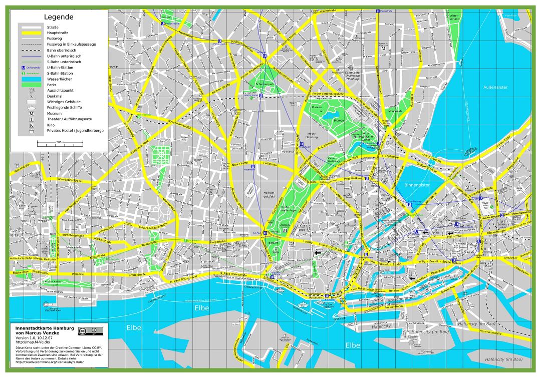 Gran mapa detallado de Hamburgo con otras marcas