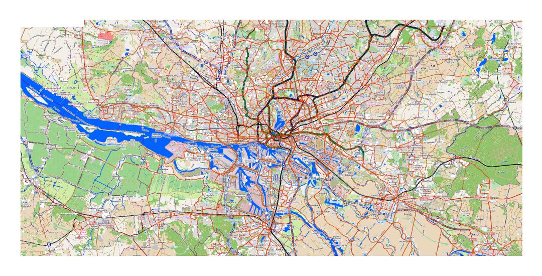 Gran mapa detallado de la ciudad de Hamburgo