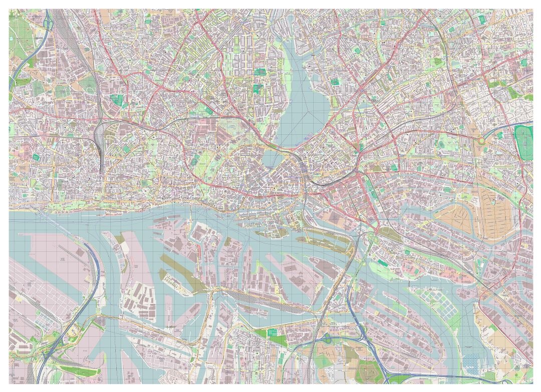 Mapa a gran escala de la ciudad de Hamburgo