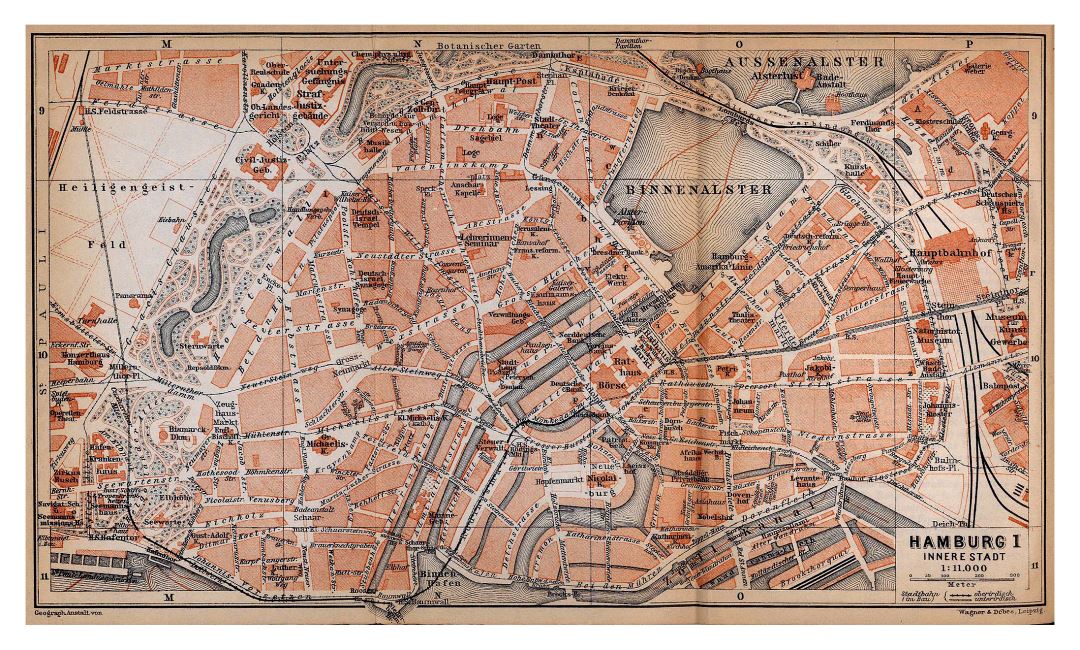Mapa grande de edad detallado de la ciudad de Hamburgo - 1910