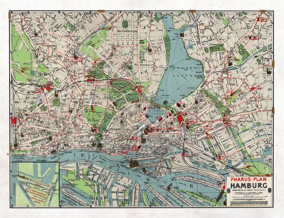 Mapa grande de edad detallado de la ciudad de Hamburgo - 1911