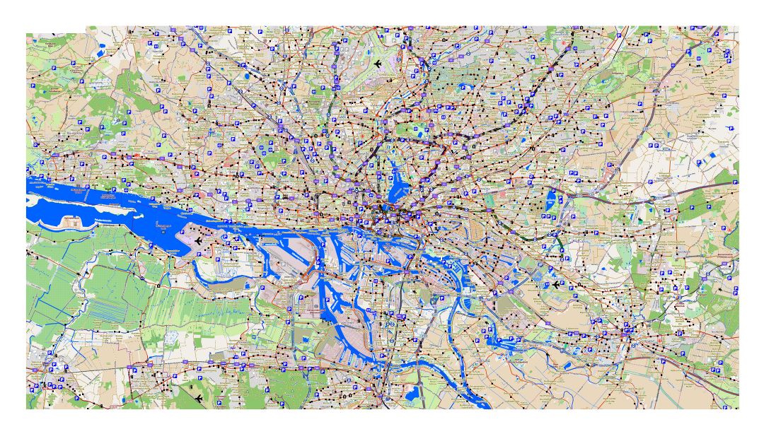 Mapa grande detallado del tráfico de la ciudad de Hamburgo con otras marcas