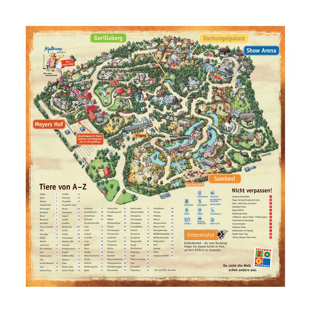 El mapa detallado ilustrada de Hannover Zoo