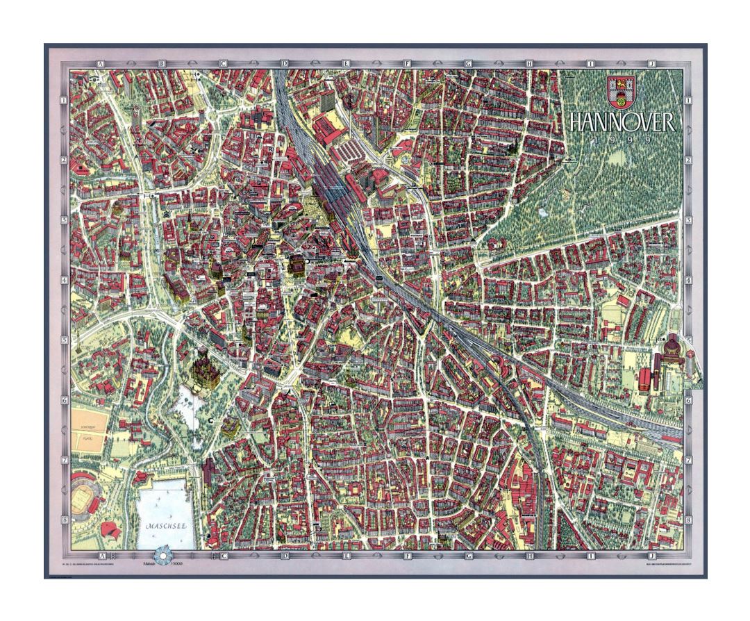 El mapa detallado ilustrada de la ciudad de Hannover